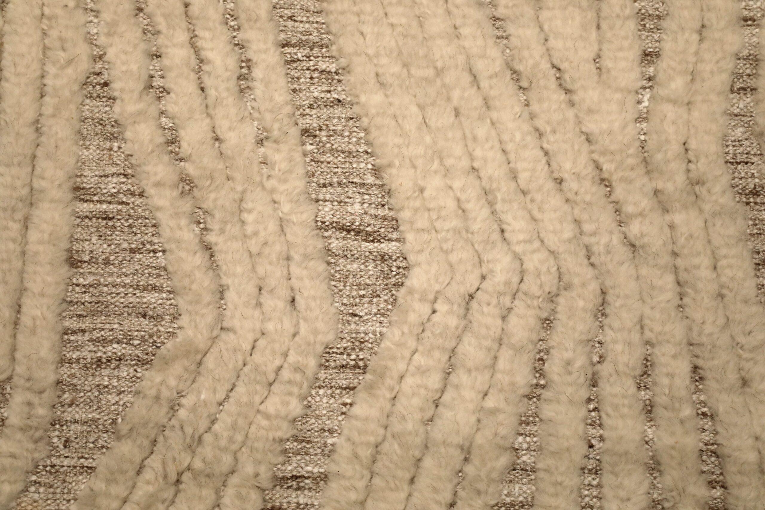 India Alfombras Marroquíes - Lana Marrón Diseño Marfil - 96544 Anudado a mano en venta