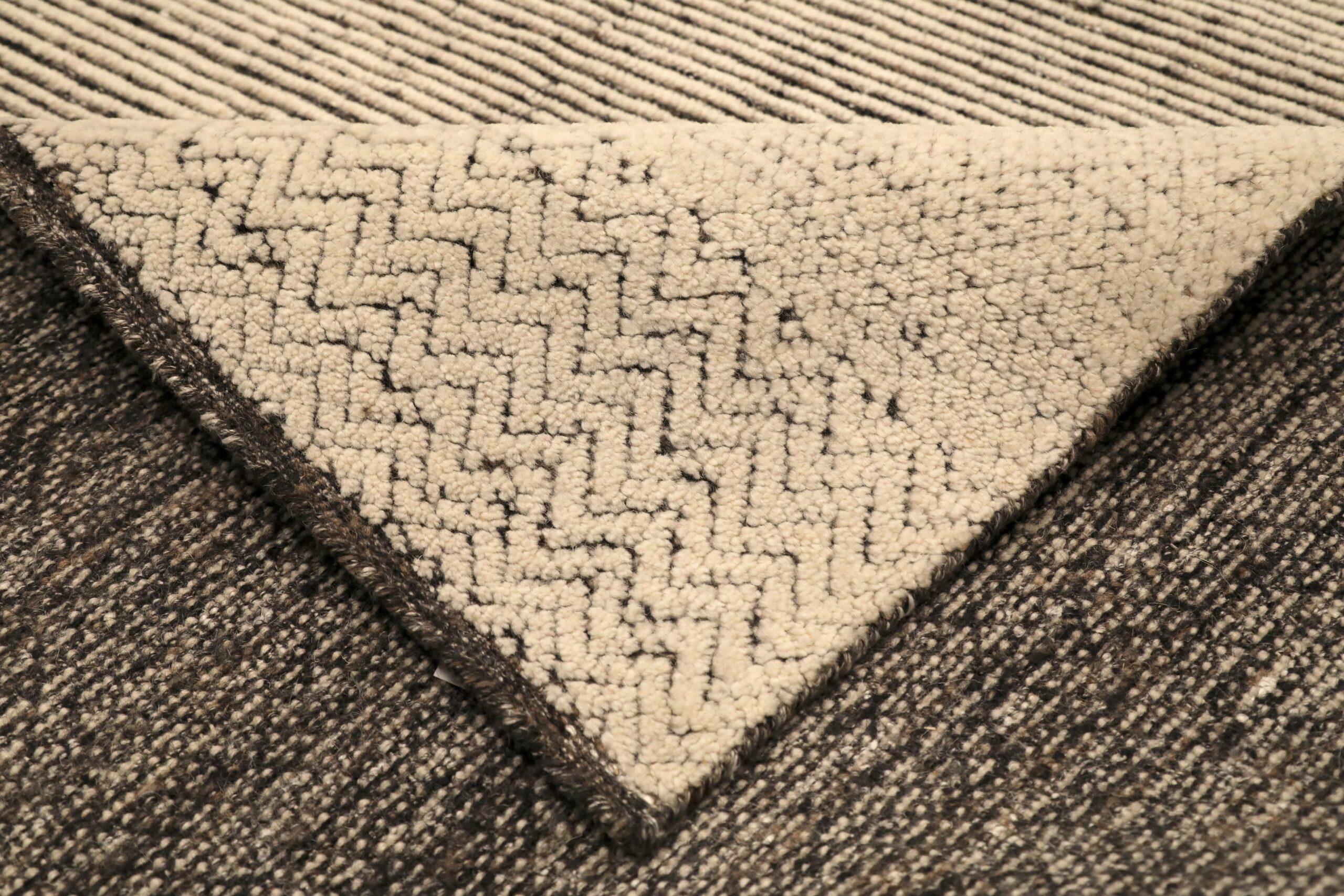 Indiano Tappeti India Moroccan Area Rugs - Lana Marrone Avorio Design - 96550 in vendita
