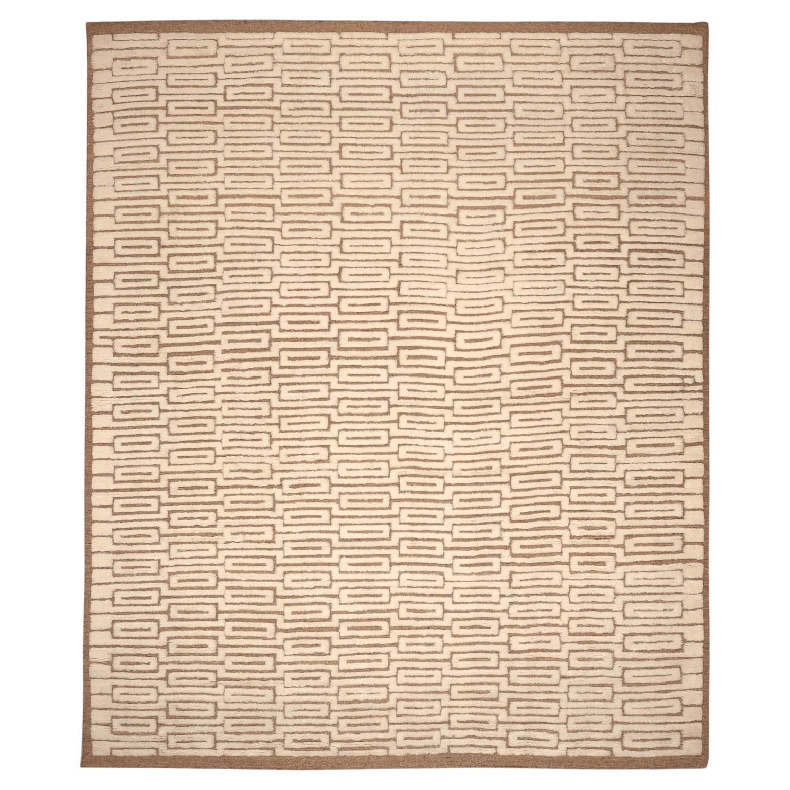 Indien Marokkanische Teppiche - Wolle Braun Elfenbein Design - 96563