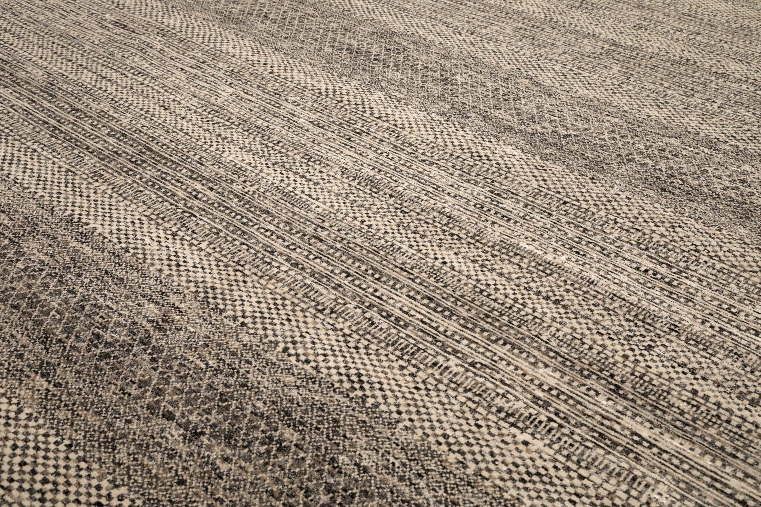 Modern India Moroccan Area Rugs - Wool Brown Ivory Design - 96584 For Sale