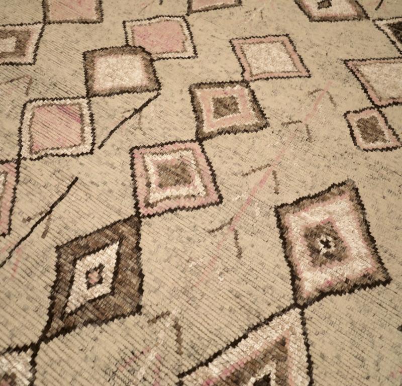 Moderno Tappeti India Moroccan Area Rugs - Lana Marrone Avorio Rosa Design - 94515 in vendita