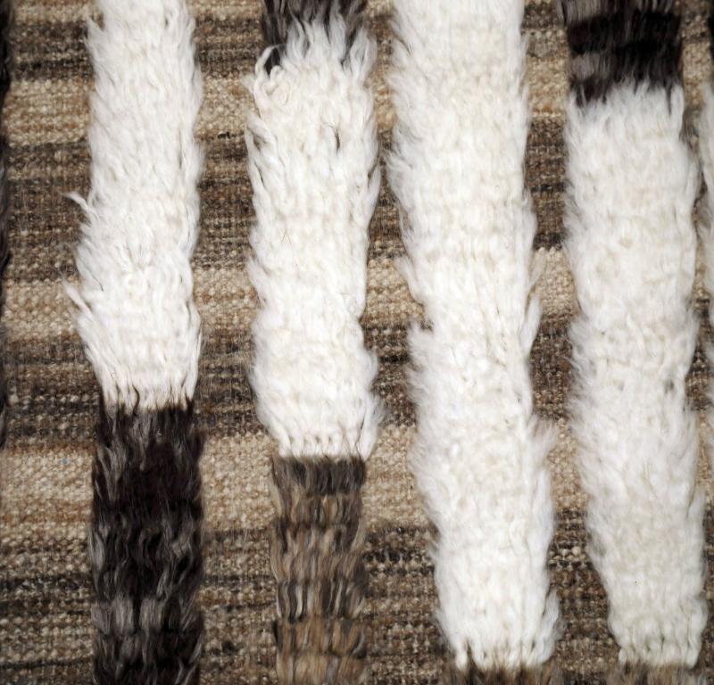 Annodato a mano Tappeti India Moroccan Area Rugs - Lana Marrone Avorio Taupe Design - 94503 in vendita