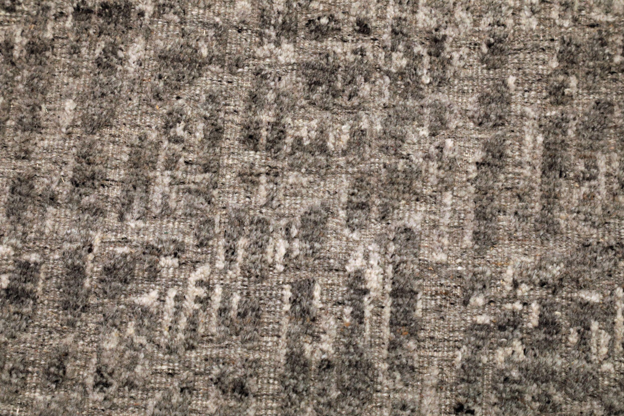 Modern India Moroccan Area Rugs - Wool Brown Taupe Design - 94228 For Sale