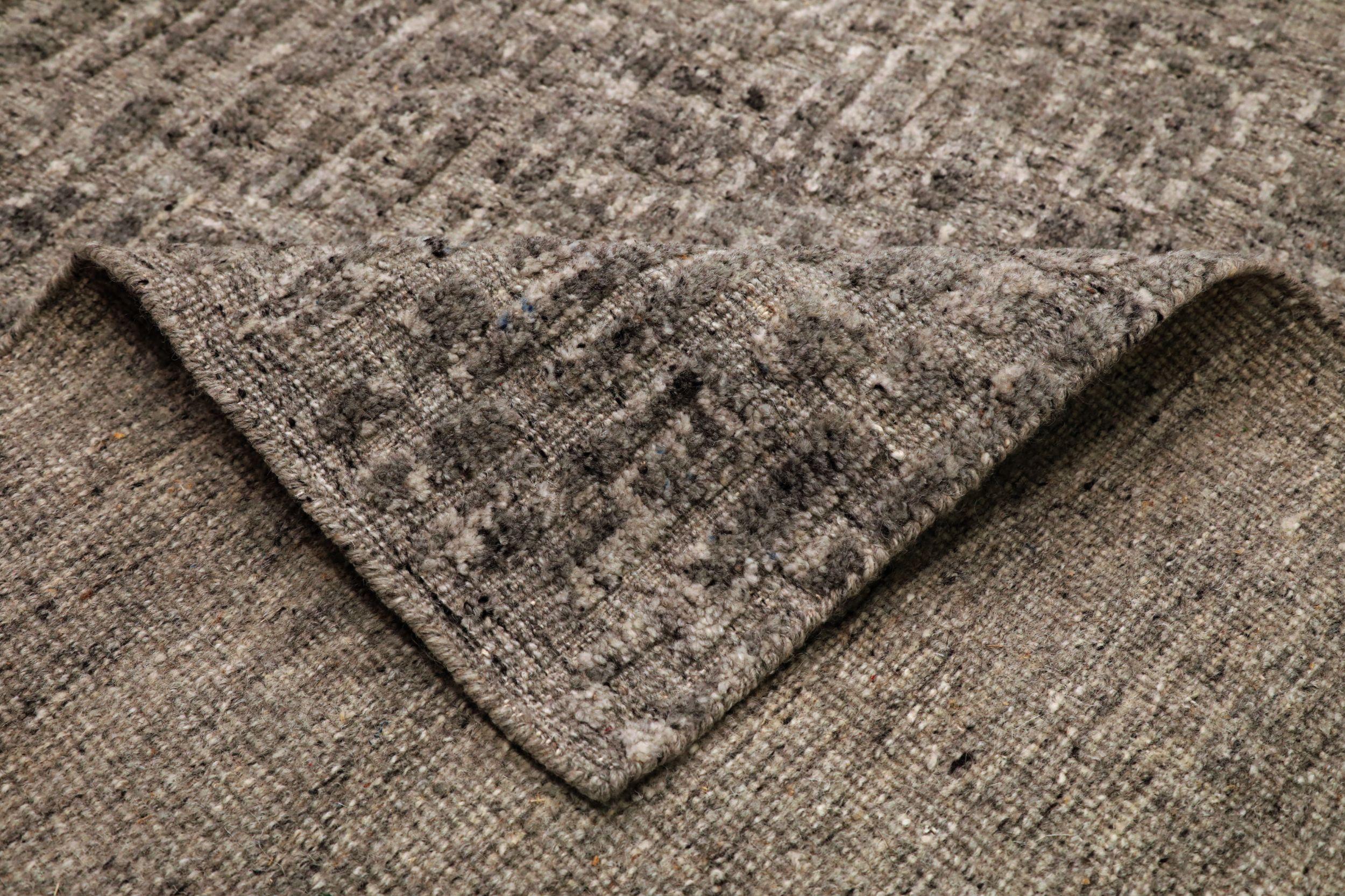Indian India Moroccan Area Rugs - Wool Brown Taupe Design - 94228 For Sale