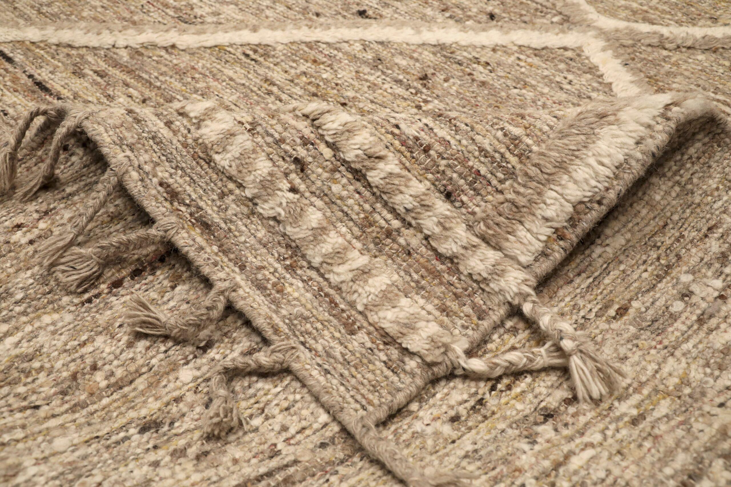 Indien Marokkanischen Bereich Teppiche - Wolle Brown Taupe Design - 96537 (Indisch) im Angebot