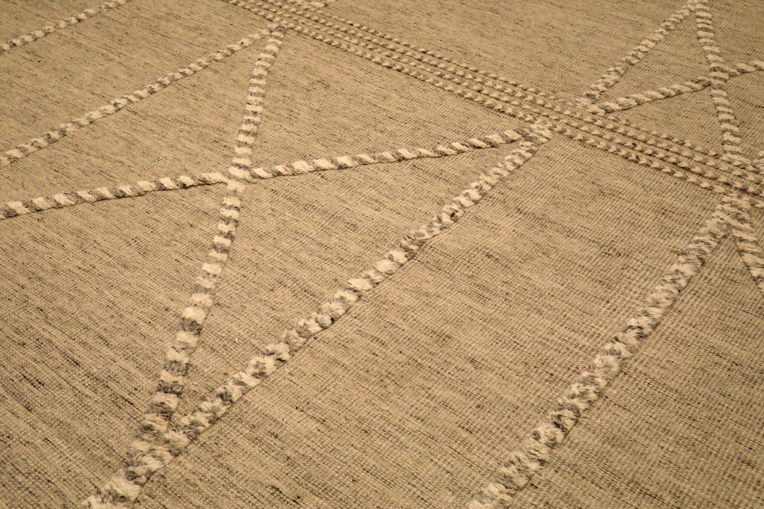 Modern India Moroccan Area Rugs - Wool Brown Taupe Design - 96545 For Sale