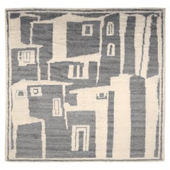 India Moroccan Area Rugs - Wool Gray Ivory Design - 94524