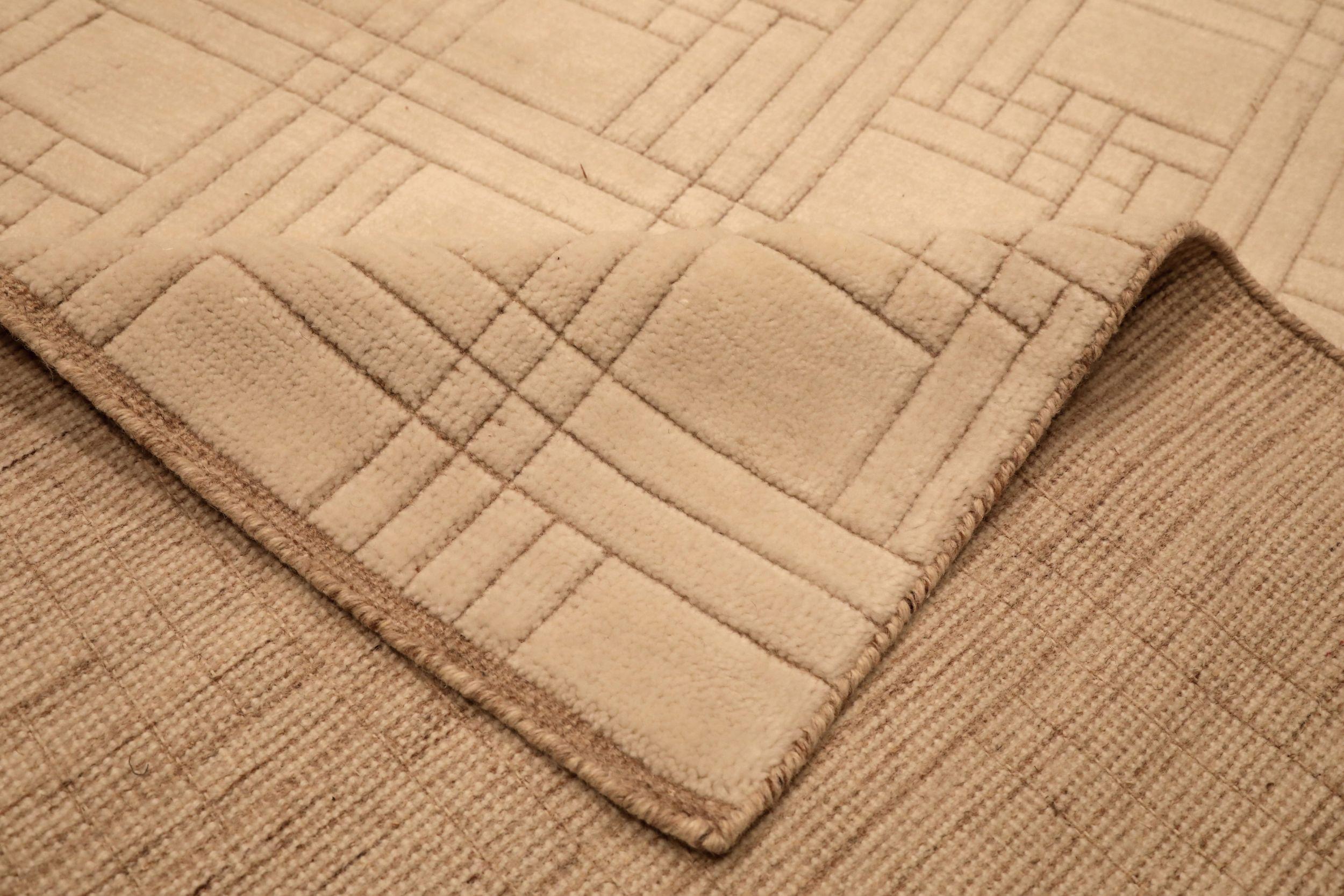 Indien Tapis marocains indiens - Design en laine ivoire - 94221 en vente