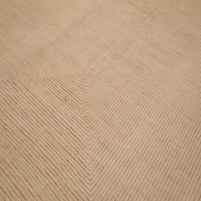 Moderno Tappeti India Moroccan Area Rugs - Wool Ivory Design - 94222 in vendita