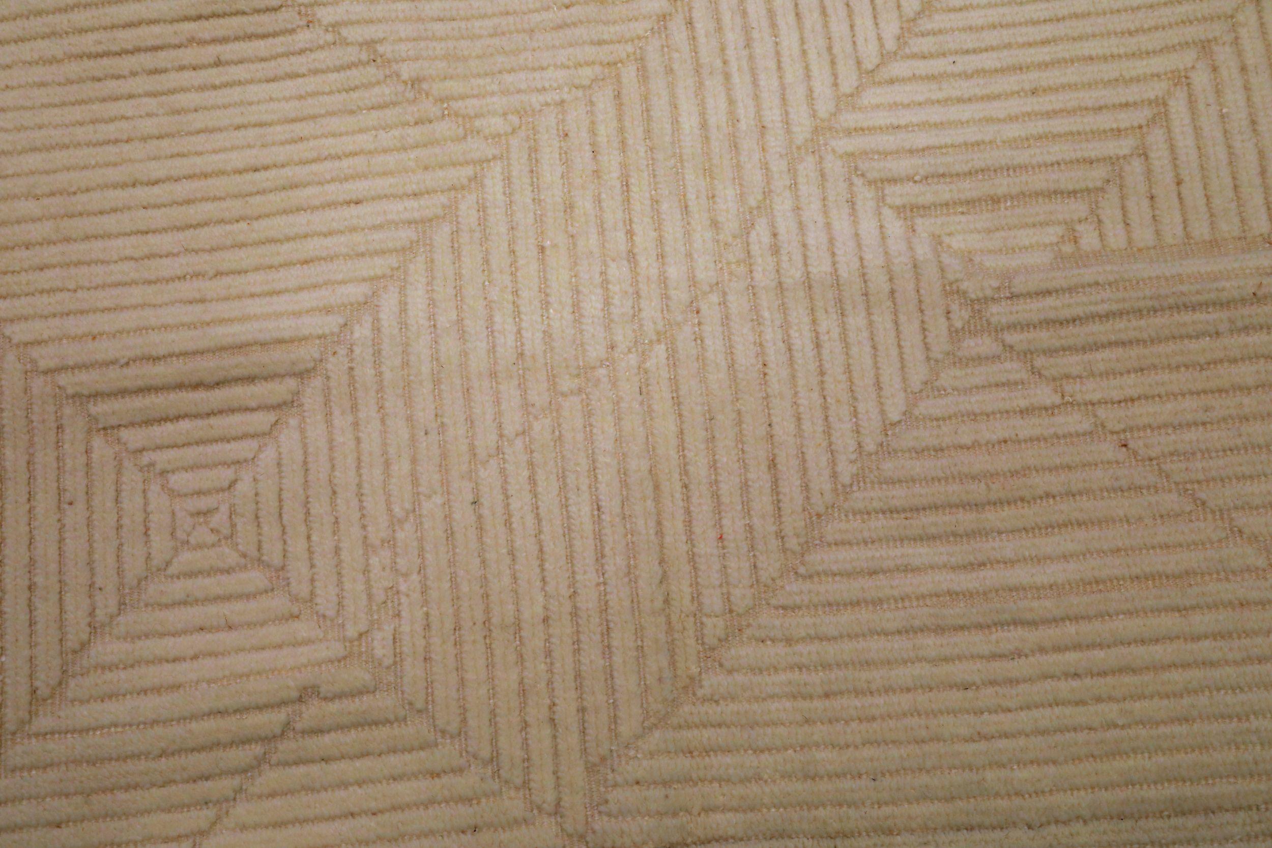Moderno Tappeti India Moroccan Area Rugs - Wool Ivory Design - 94238 in vendita