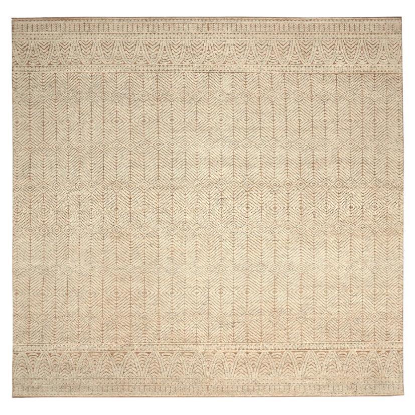Marokkanische Teppiche aus Indien – Wolle in elfenbeinfarbenem Design – 94443