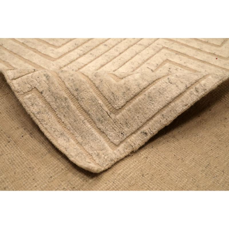 Marokkanische Teppiche aus Indien – Wolle in elfenbeinfarbenem Design – 94456 (Indisch) im Angebot