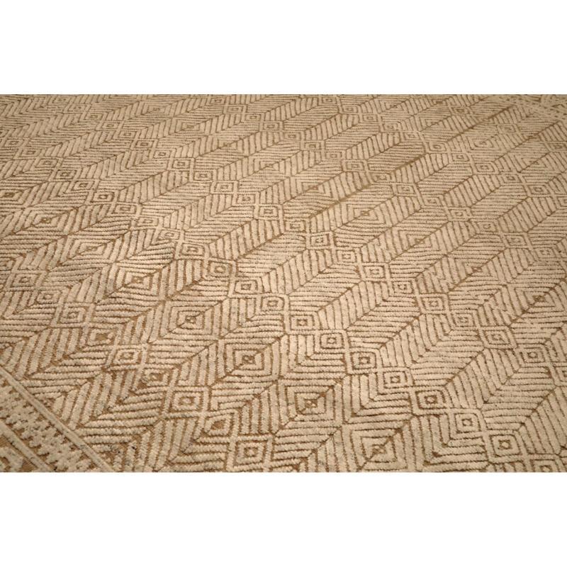 Modern India Moroccan Area Rugs - Wool Ivory Design - 94457 For Sale