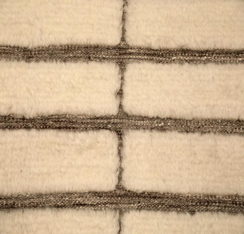 Marokkanische Teppiche aus Indien – Wolle in elfenbeinfarbenem Design – 94462 (Indisch) im Angebot