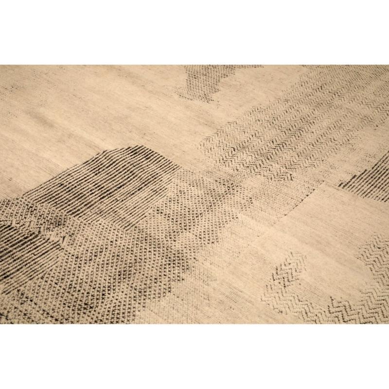 Marokkanische Teppiche aus Indien – Wolle in elfenbeinfarbenem Design – 94470 (Moderne) im Angebot