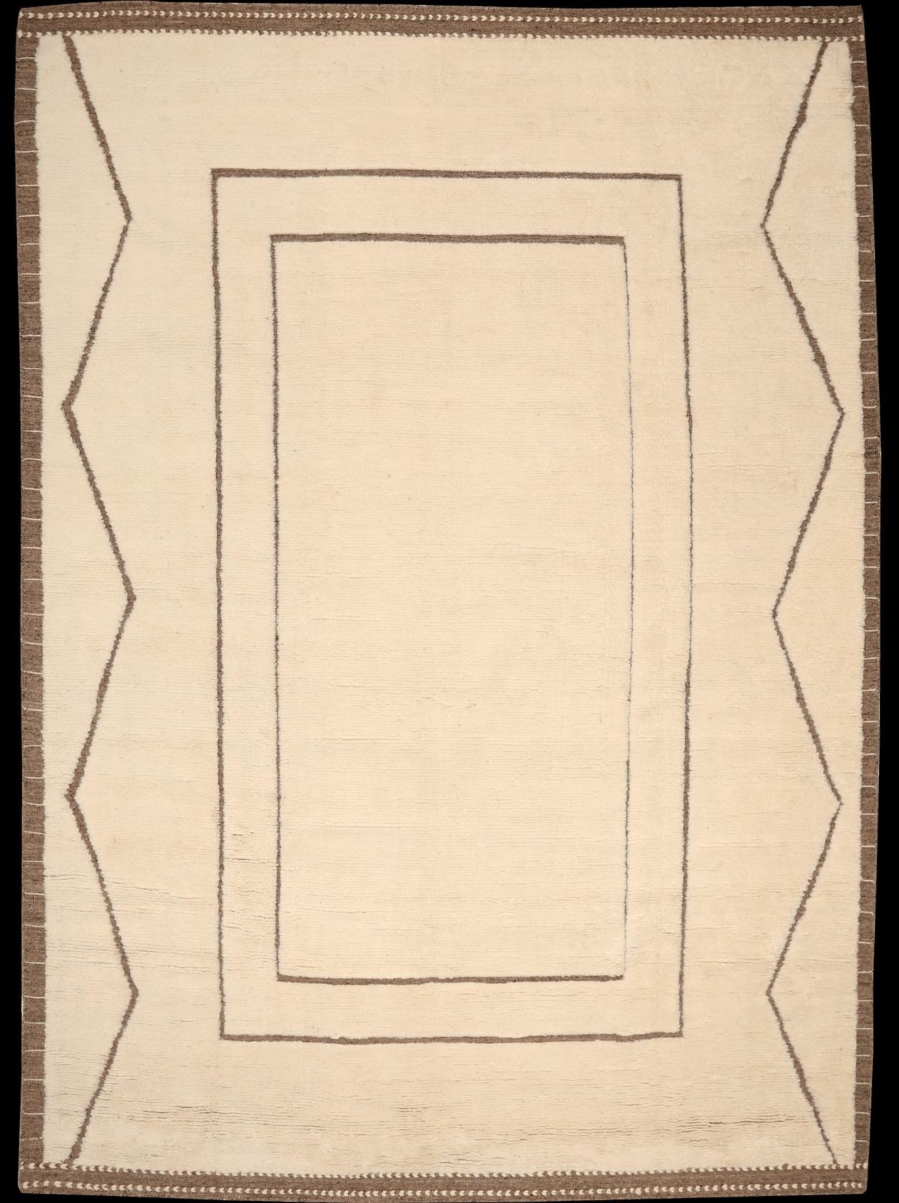 Marokkanische Teppiche aus Indien – Wolle in elfenbeinfarbenem Design – 96533