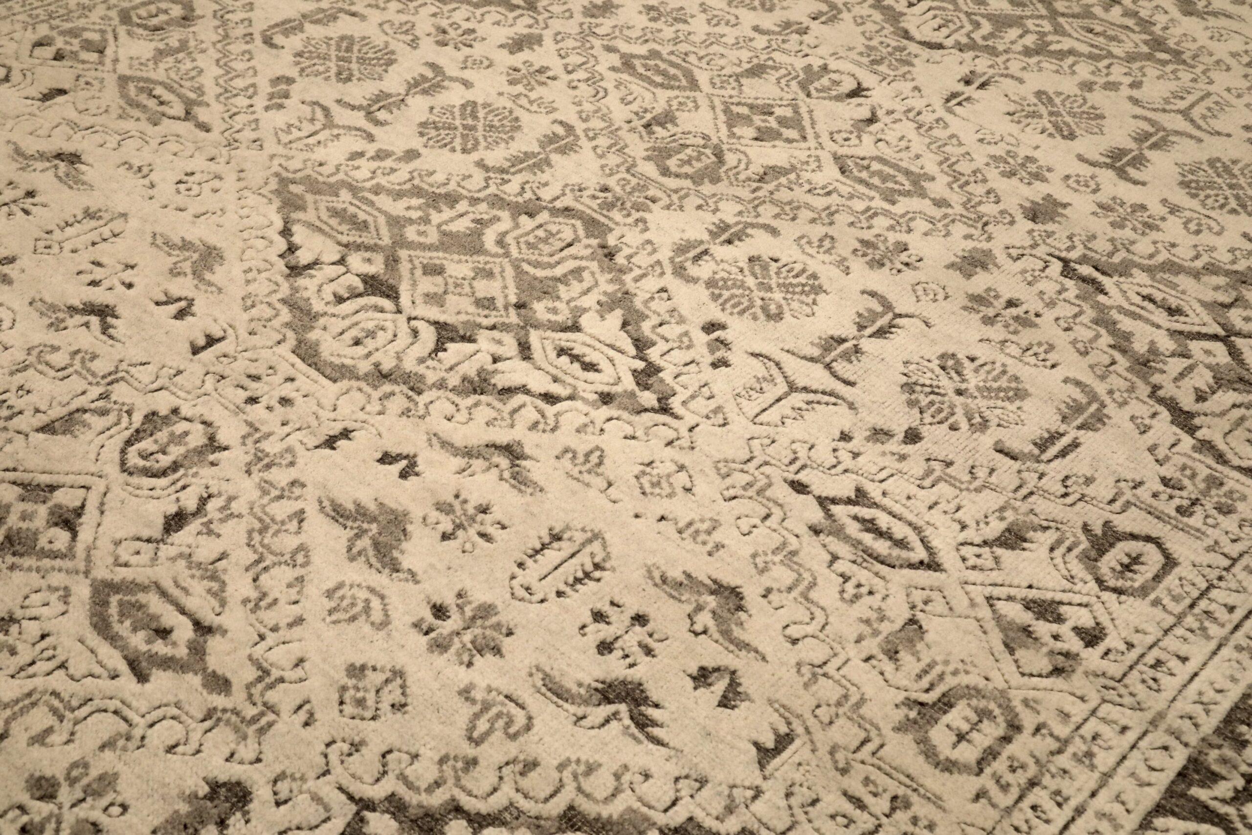 Moderno Tappeti India Moroccan Area Rugs - Wool Ivory Design - 96534 in vendita