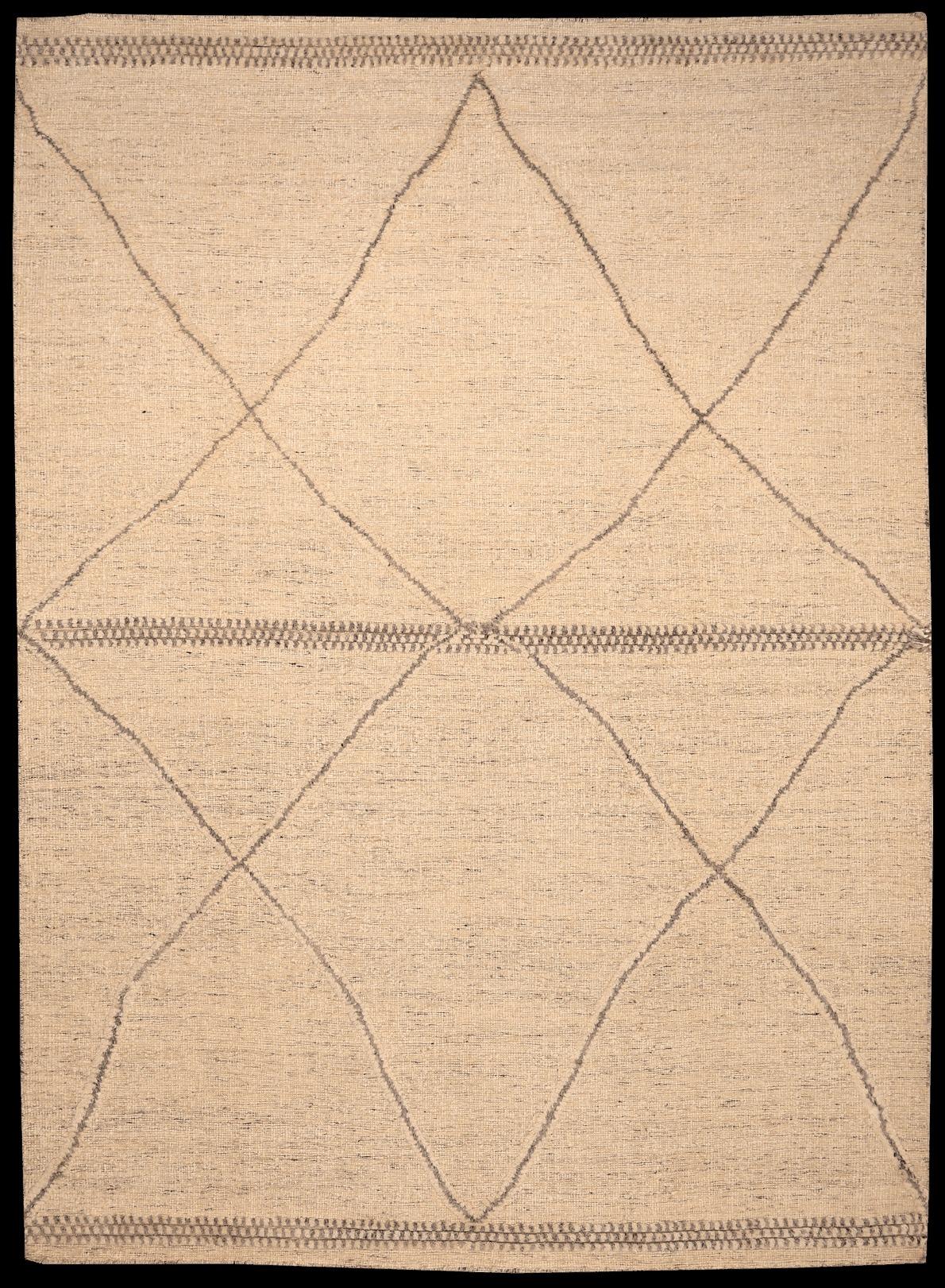 Marokkanische Teppiche aus Indien – Wolle in elfenbeinfarbenem Design – 96538