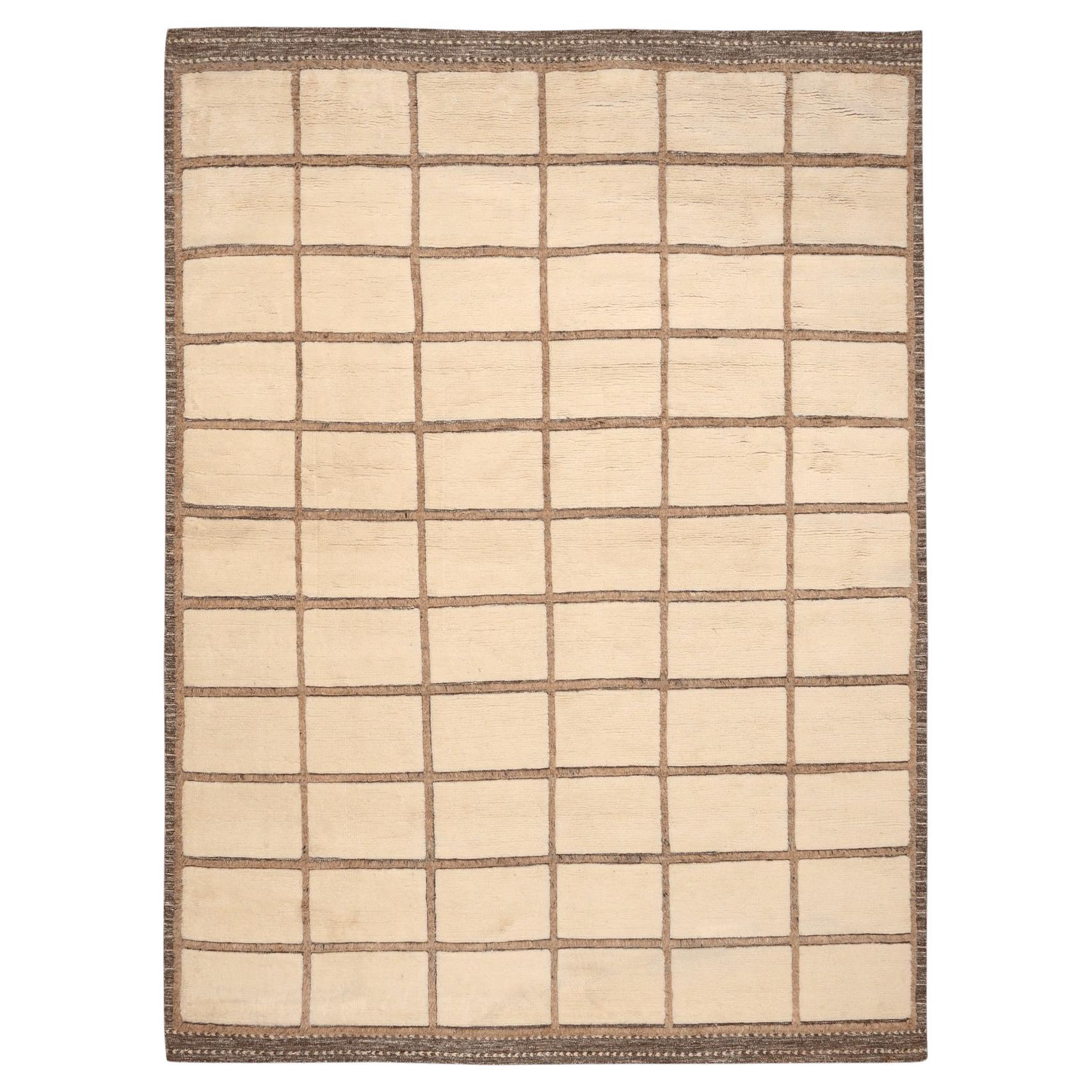 Tappeti India Moroccan Area Rugs - Wool Ivory Design - 96558