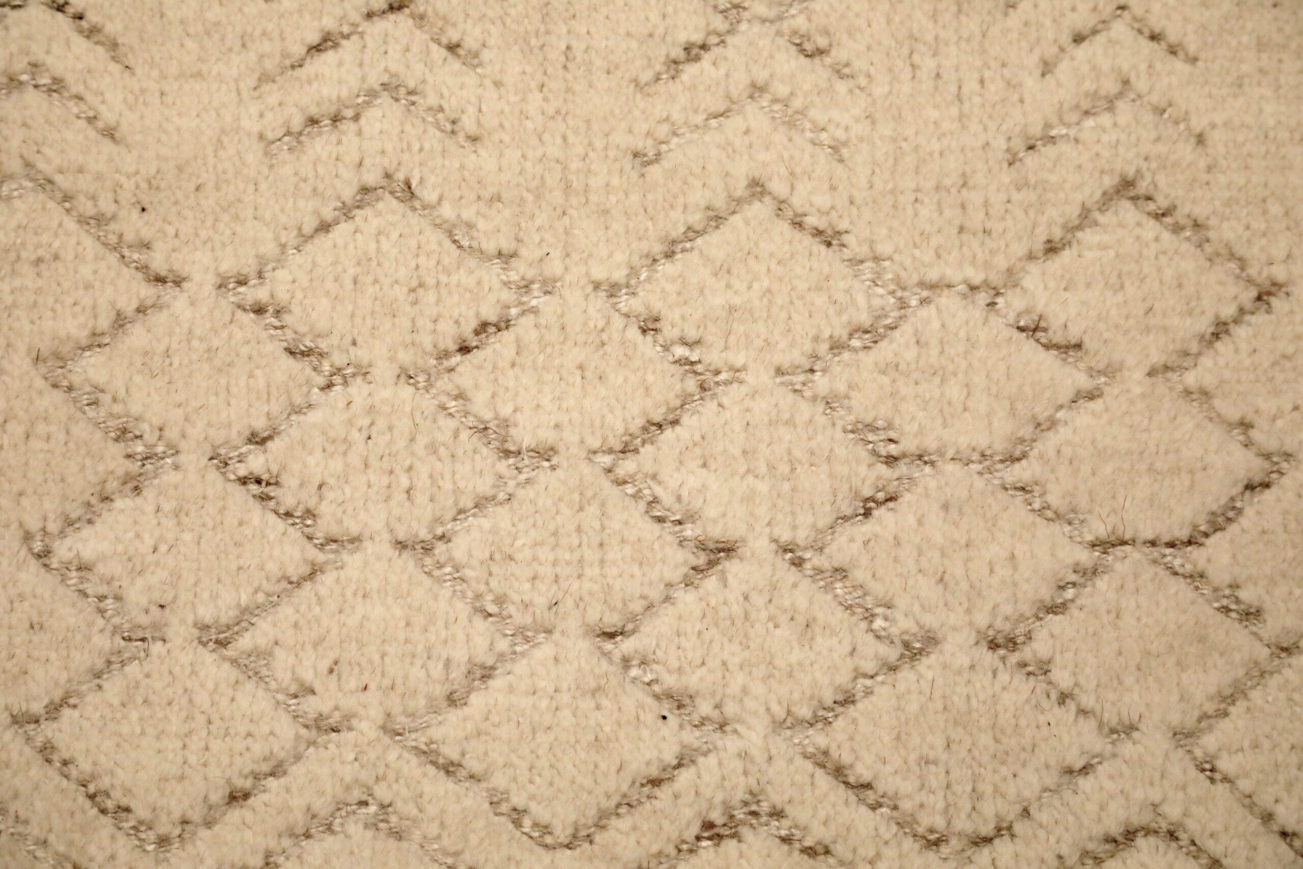 India Alfombras Marroquíes - Lana Diseño Marfil - 96582 Anudado a mano en venta