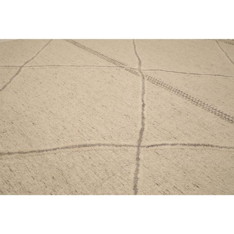 Moderno Tappeti India Moroccan Area Rugs - Wool Ivory Design - 96625 in vendita