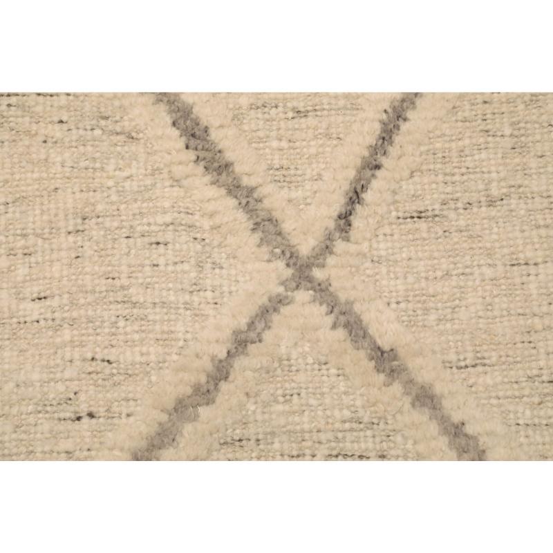 Indiano Tappeti India Moroccan Area Rugs - Wool Ivory Design - 96625 in vendita