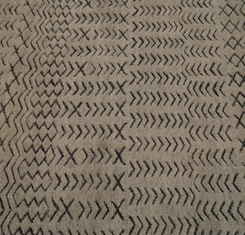 Bohémien Tappeto India Moroccan Small Design Circa 1990 - Lana Marrone Avorio Design - 99538 in vendita