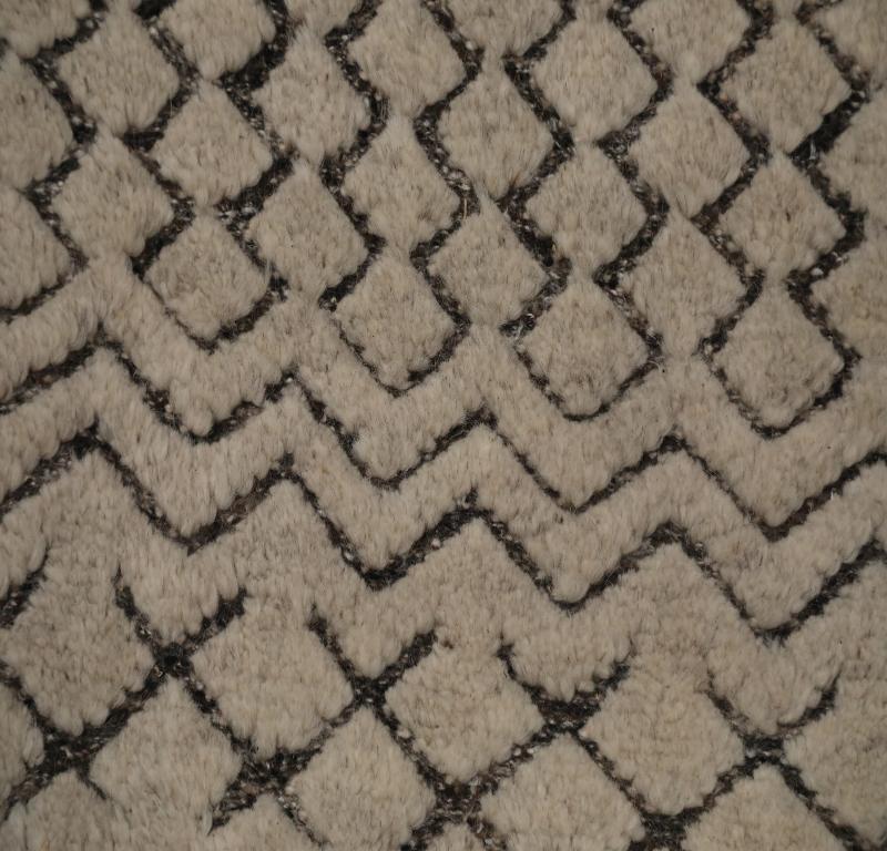 Indiano Tappeto India Moroccan Small Design Circa 1990 - Lana Marrone Avorio Design - 99538 in vendita
