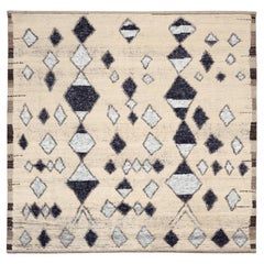 Vintage India Moroccan Over Size Rug - Wool Black and white Ivory - 94527