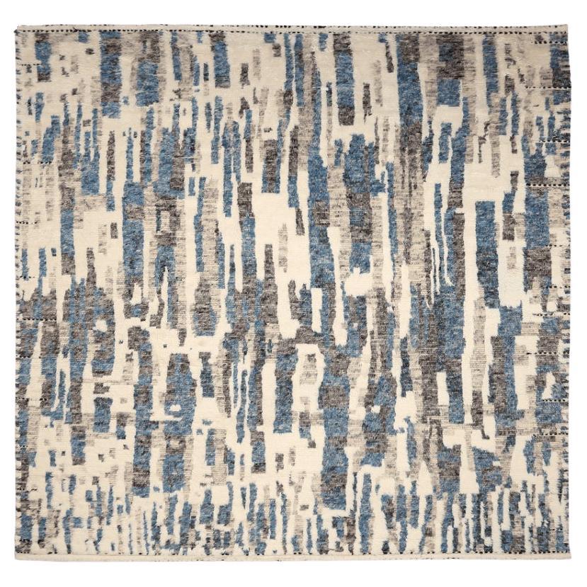 India Moroccan Over Size Rug - Wool Blue Brown Ivory Design - 94520