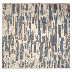 Indien Marokkanische über Größe Teppich - Wolle Blau Braun Elfenbein Design - 94520