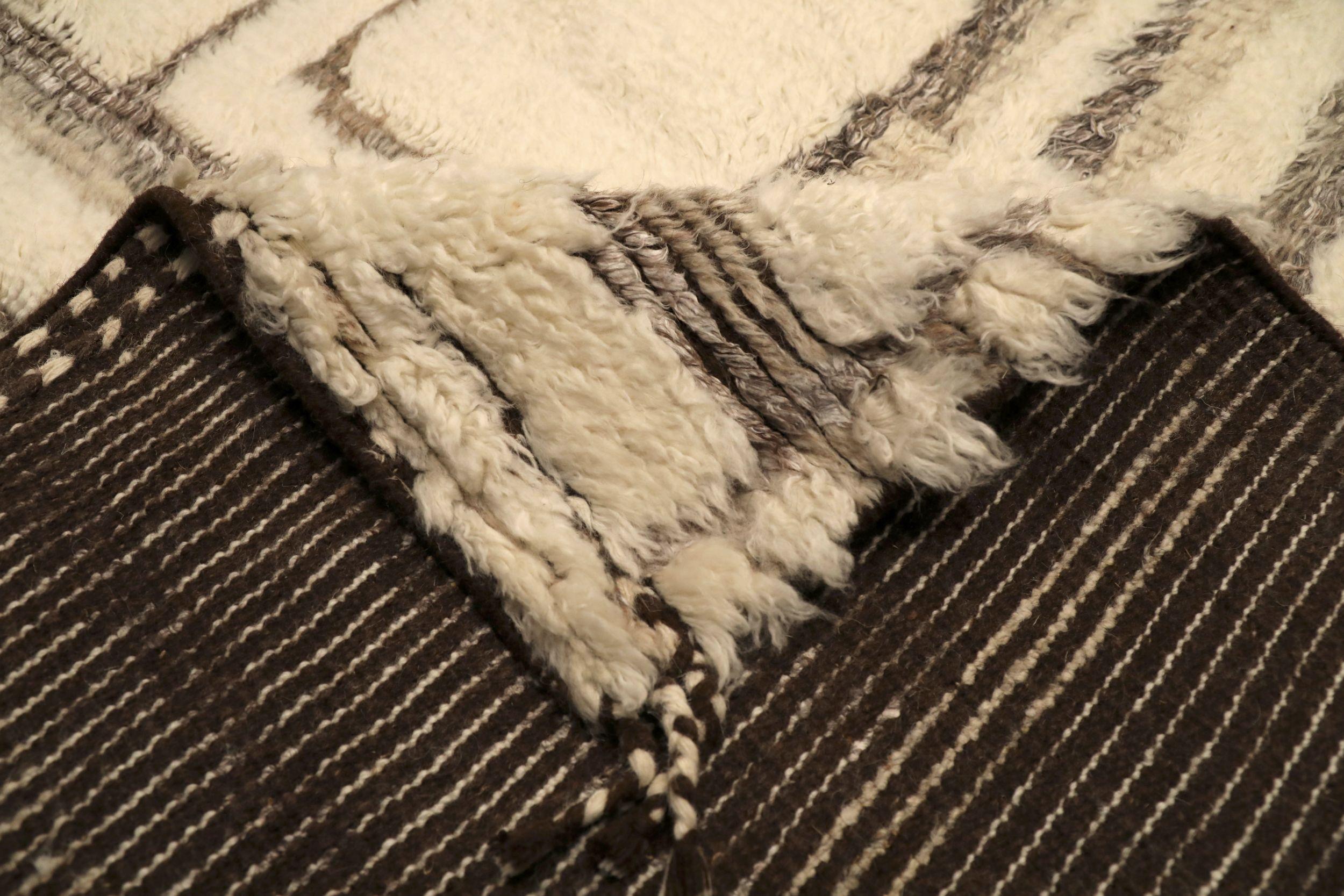 Indiano Tappeto India Moroccan Over Size - Design Marrone Lana - 94530 in vendita