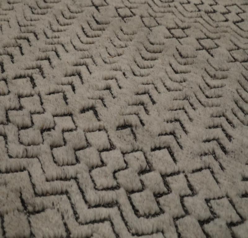 Moderno Tappeto India Moroccan Over Size - Lana Marrone Avorio Design - 91793 in vendita