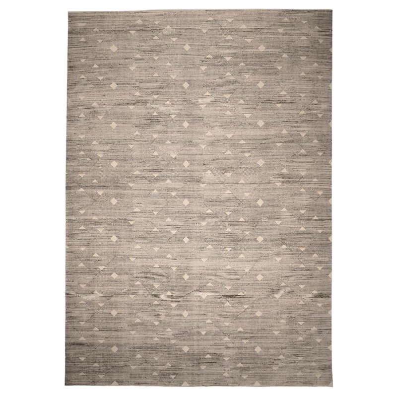 Indien Marokkanischer Teppich in Übergröße - Wolle Braun Elfenbein Design - 94441