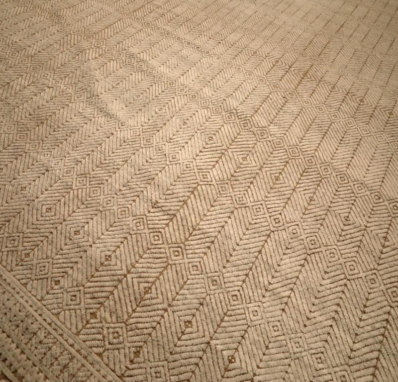 Moderno Tappeto India Moroccan Over Size - Lana Marrone Avorio Design - 94451 in vendita
