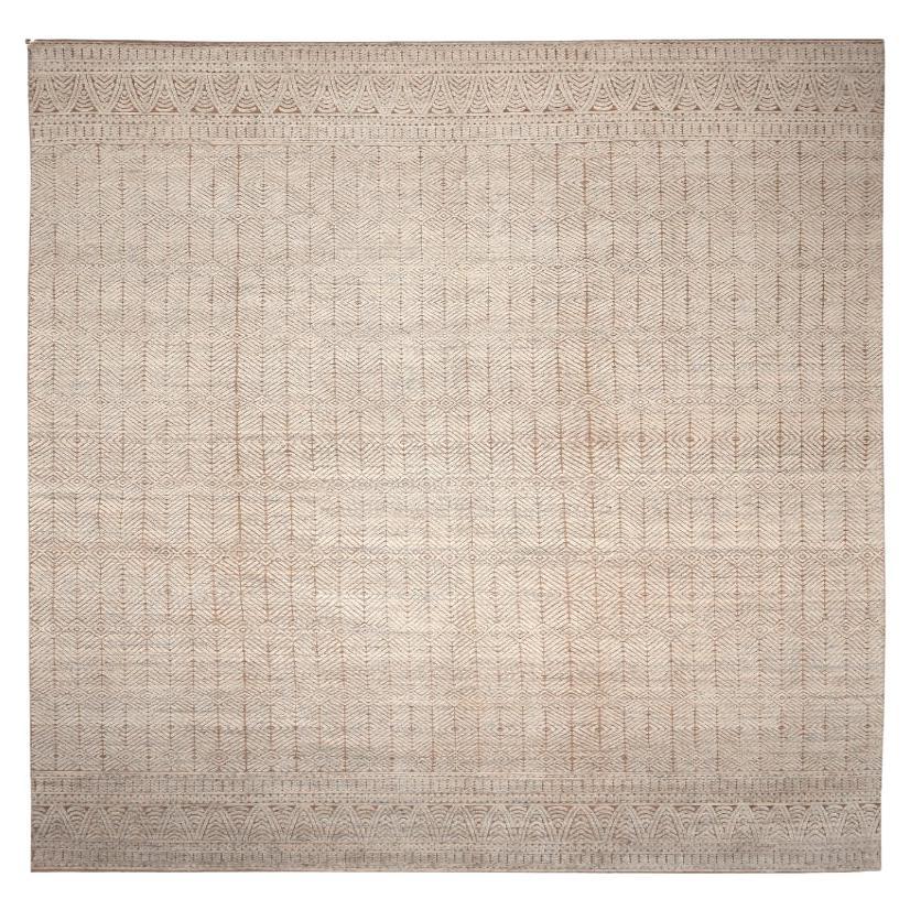 Indien Marokkanischer Teppich in Übergröße - Wolle Braun Elfenbein Design - 94451