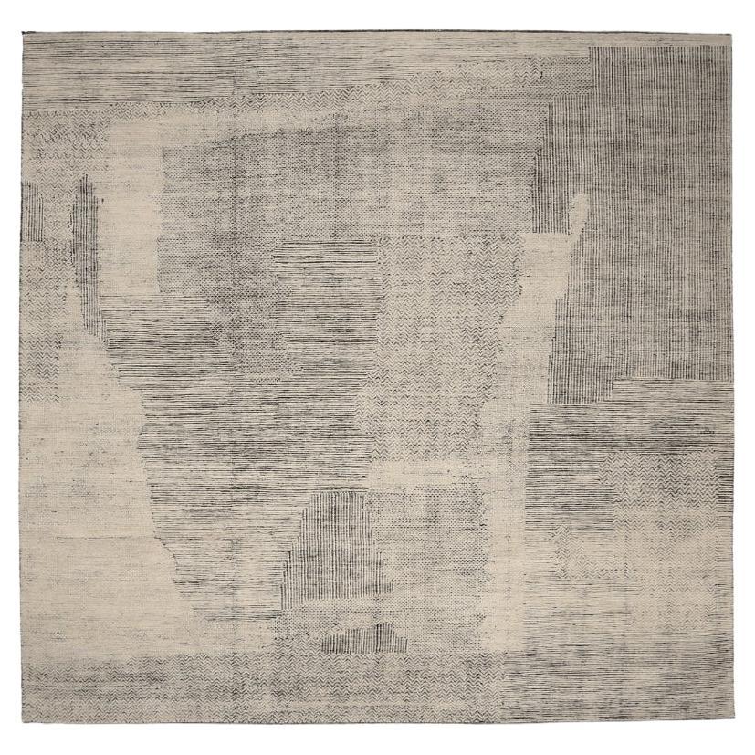 Indien Marokkanischer Teppich in Übergröße - Wolle Braun Elfenbein Design - 94459