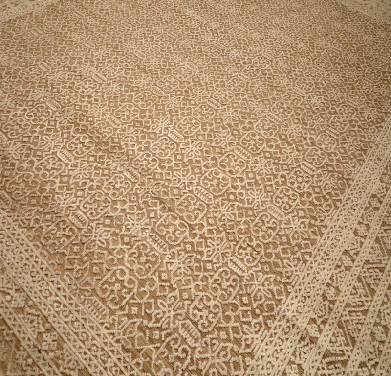 Moderno Tappeto India Moroccan Over Size - Lana Marrone Avorio Design - 94468 in vendita