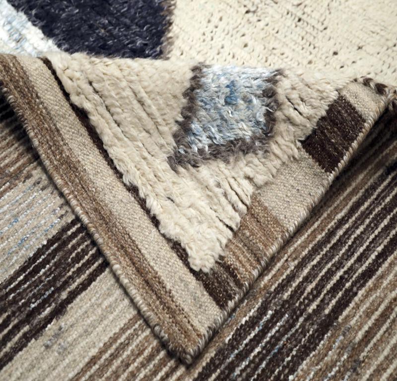 Indiano Tappeto India Moroccan Over Size - Lana Marrone Avorio Design - 94496 in vendita
