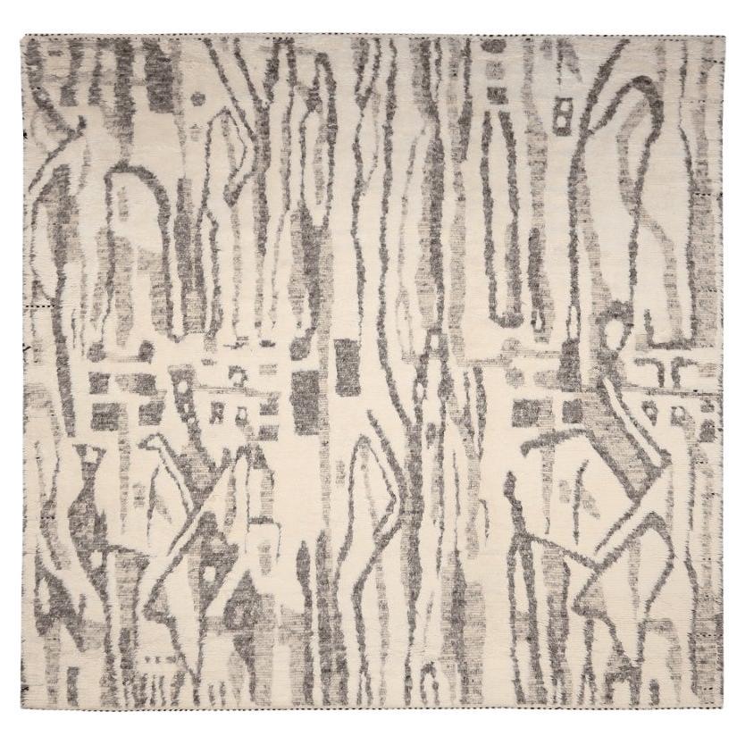 Indien Marokkanischer Teppich in Übergröße - Wolle Braun Elfenbein Design - 94501 im Angebot
