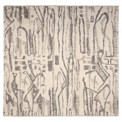 Indien Marokkanischer Teppich in Übergröße - Wolle Braun Elfenbein Design - 94501
