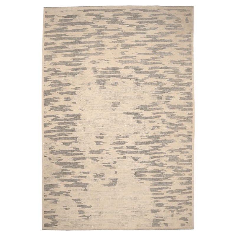 Indien Marokkanischer Teppich in Übergröße - Wolle Braun Elfenbein Design - 94535