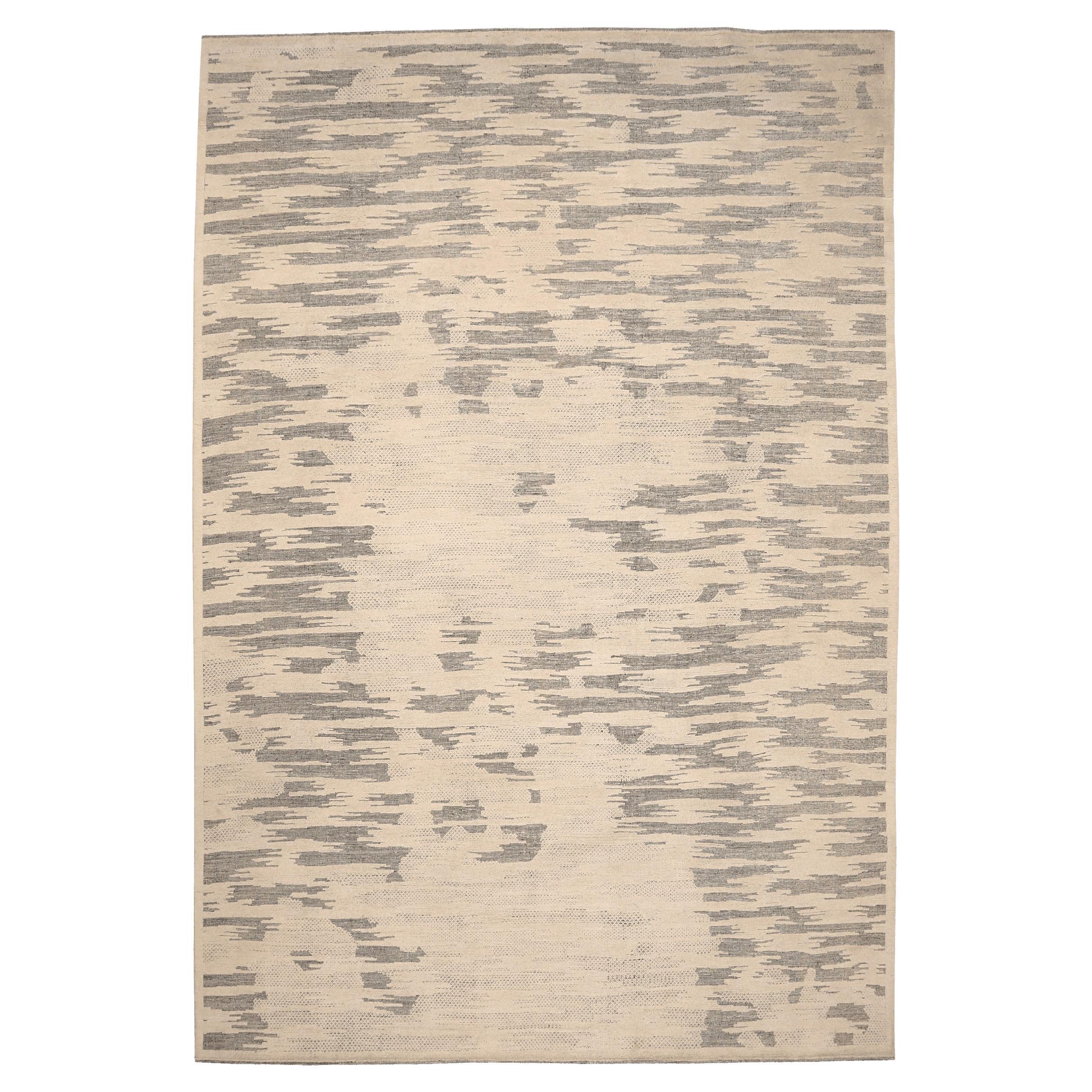 Indien Marokkanischer Teppich in Übergröße - Wolle Braun Elfenbein Design - 94537 im Angebot