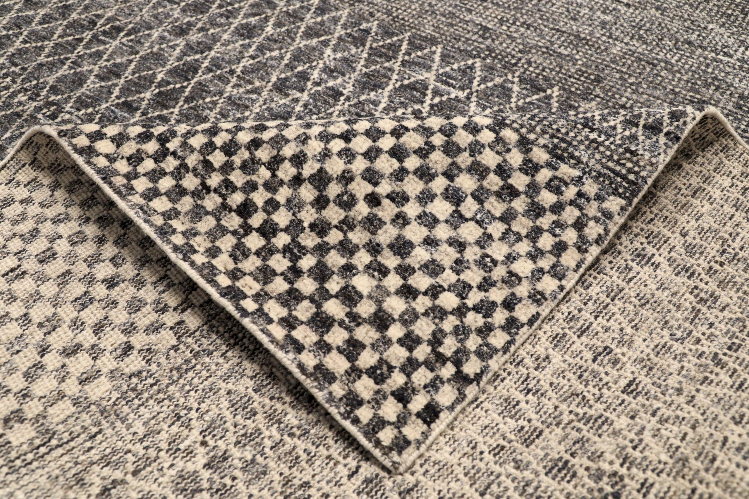 India Moroccan Over Size Teppich - Wolle Braun Elfenbein Design - 96581 (Indisch) im Angebot