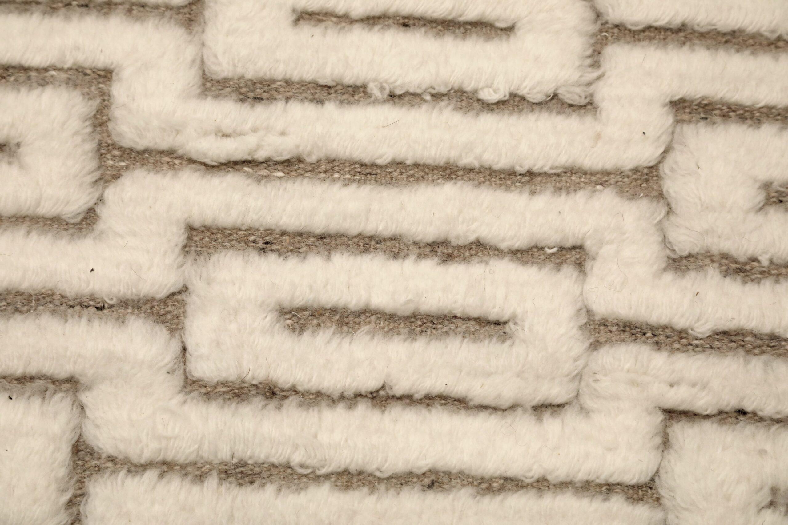 Indien Marokkanisch Over Size Teppich - Wolle Braun Elfenbein Design - 96594 (Indisch) im Angebot