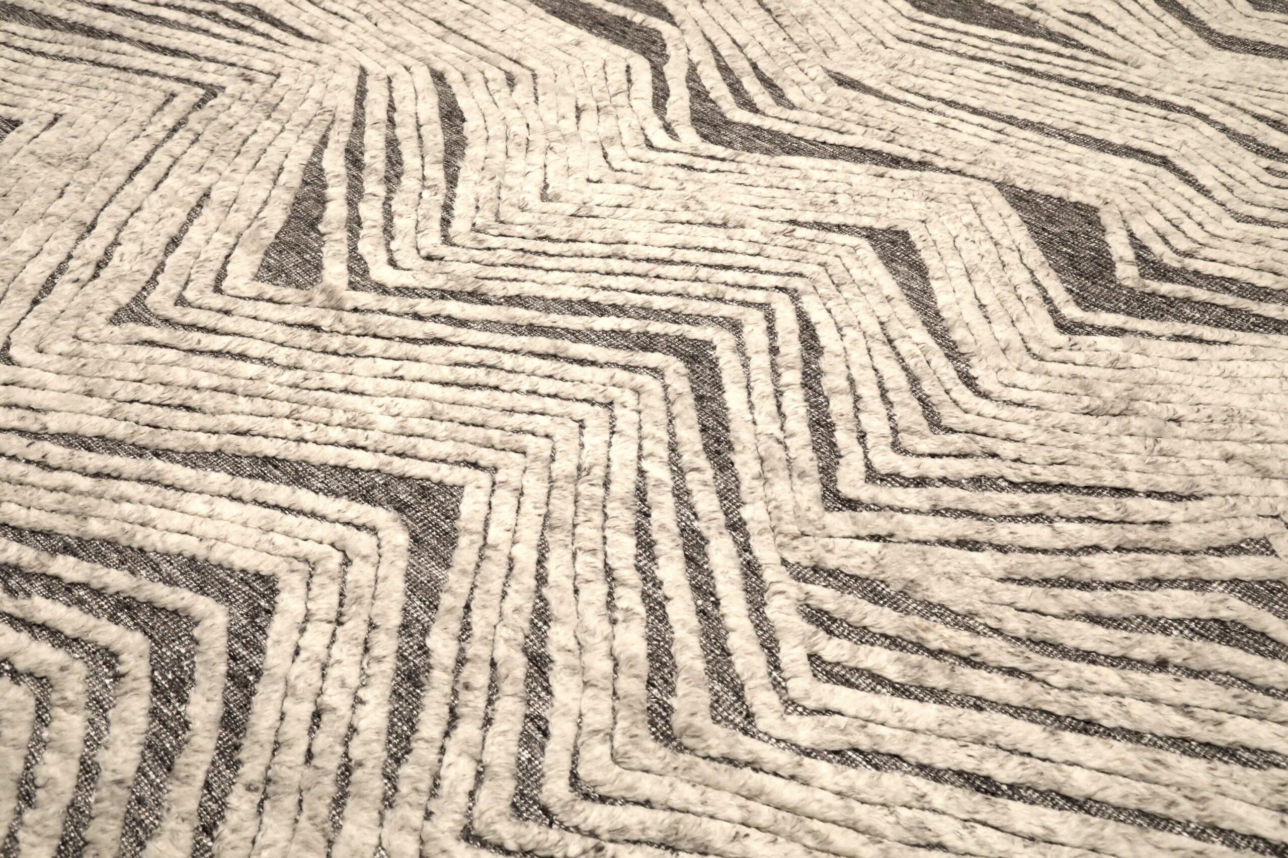 Moderno Tappeto India Moroccan Over Size - Lana Marrone Avorio Design - 96600 in vendita