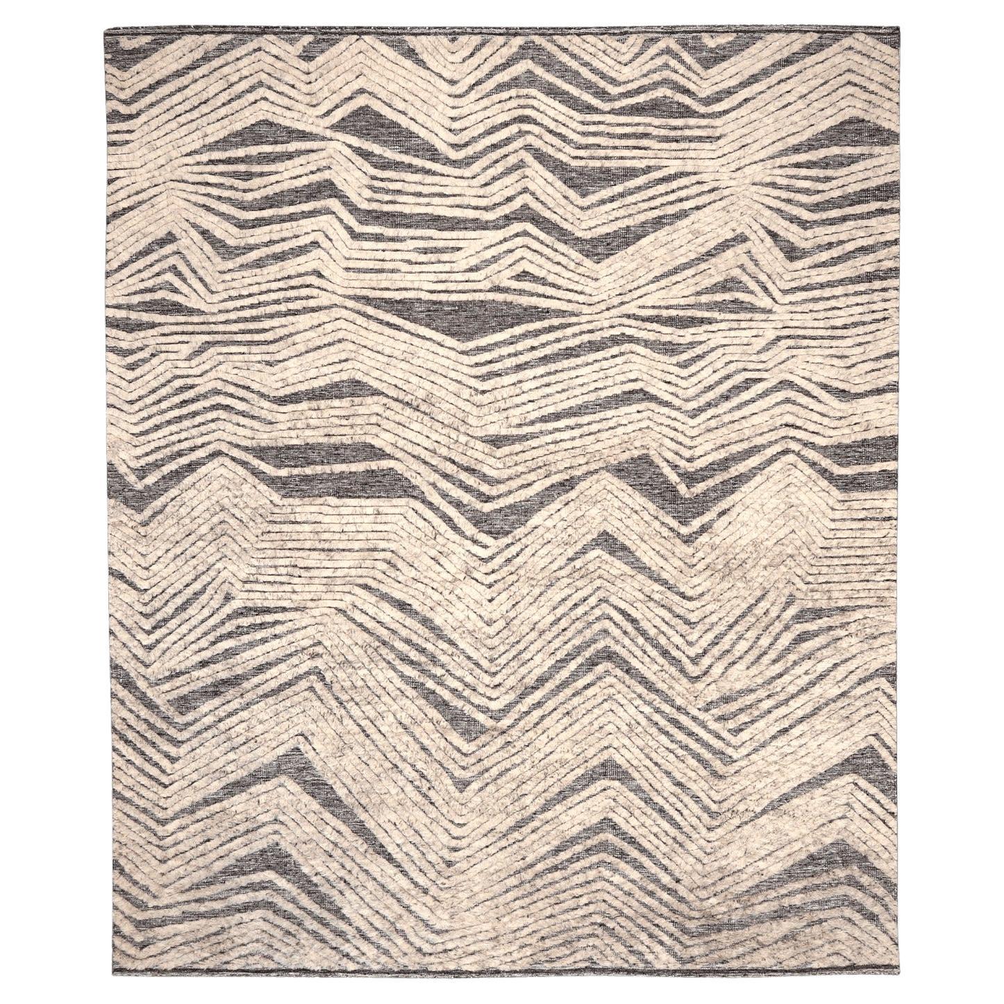 Alfombra Marroquí India - Lana Marrón Diseño Marfil - 96600