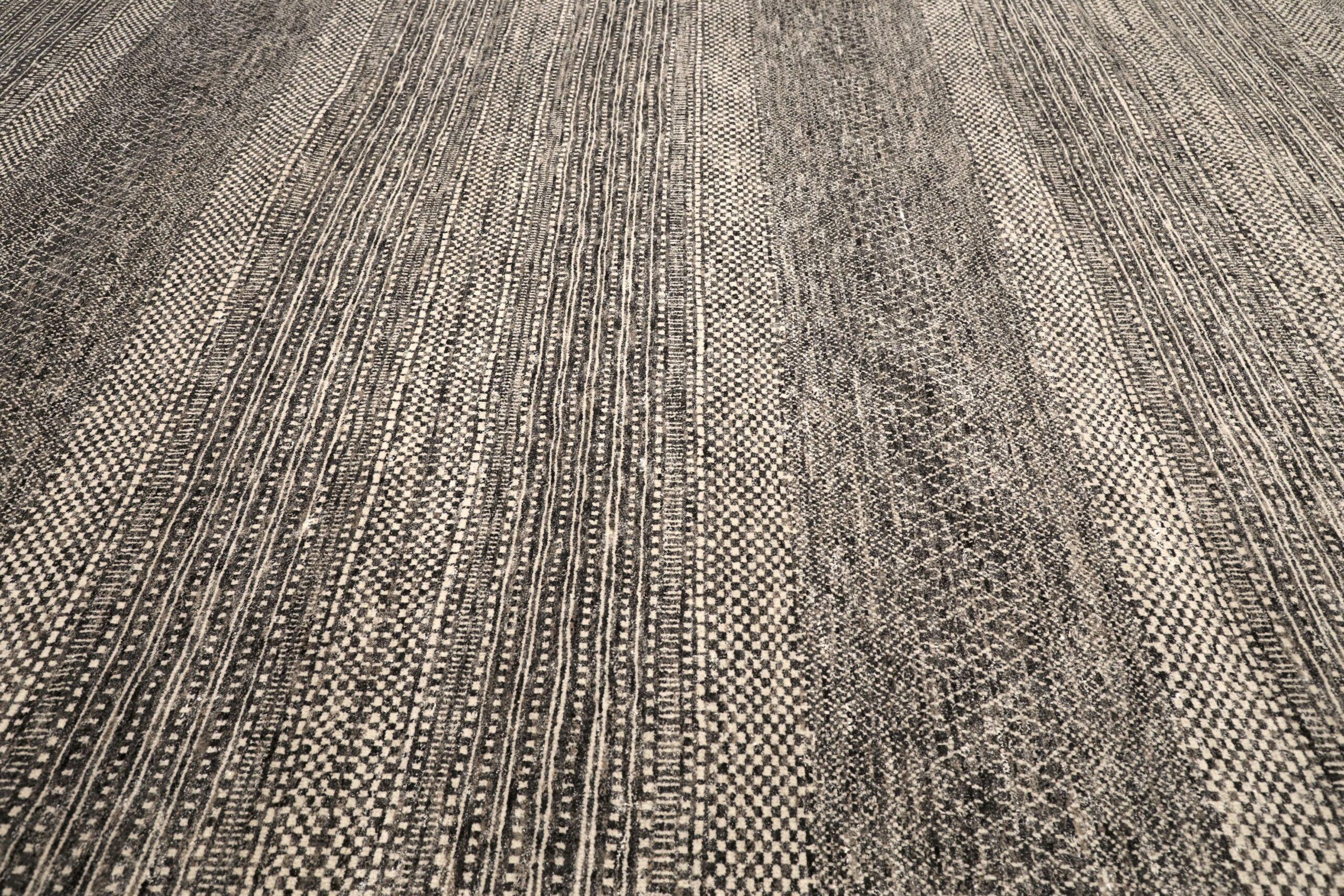 Alfombra Marroquí India - Lana Marrón Diseño Marfil - 96604 Anudado a mano en venta