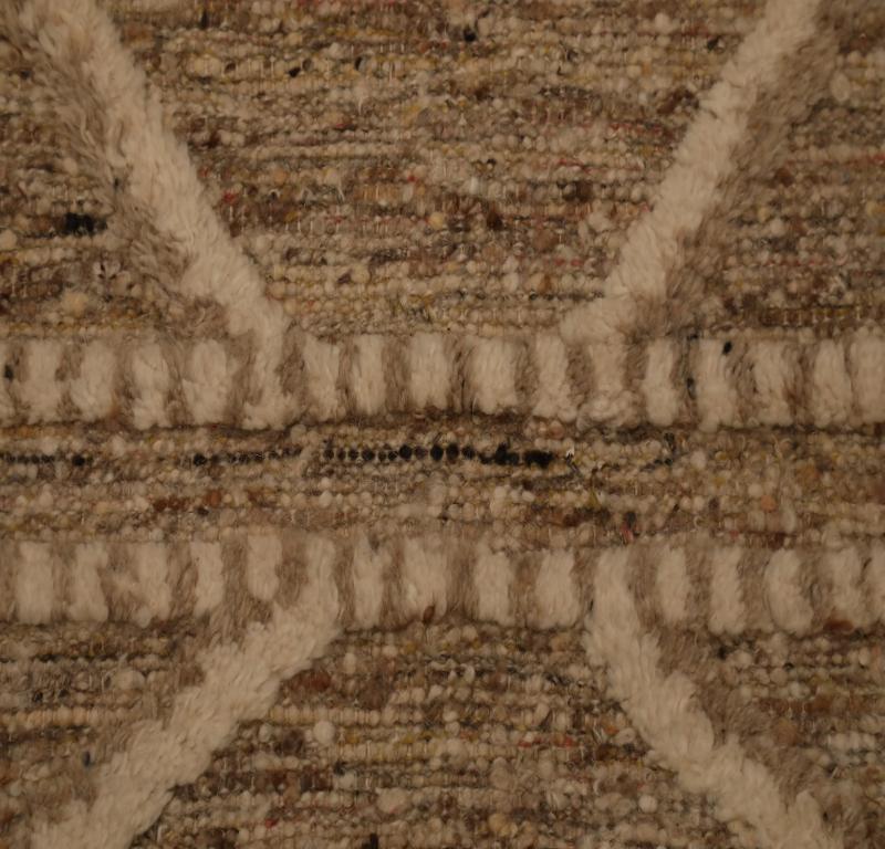 Moderno Tappeto India Moroccan Over Size - Lana Marrone Avorio Design - 96623 in vendita