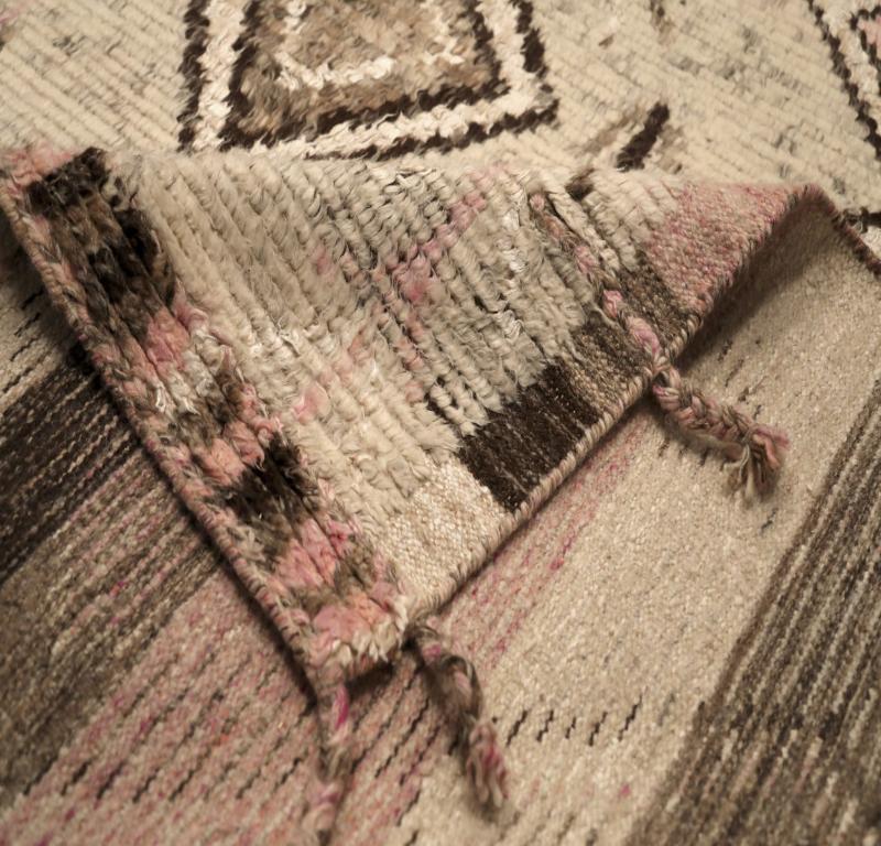 Indiano Tappeto India Moroccan Over Size - Lana Marrone Avorio Rosa Design - 94518 in vendita
